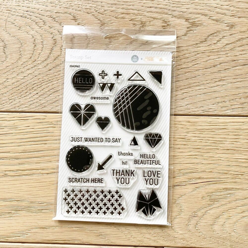 Studio Calico Stamp Set Scratch Off Thank You Geometric Shapes